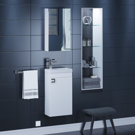Tumbling under the Uperwood Vizo sink, 40 cm, suspended, white glossy-1