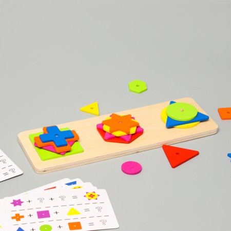 Developing game "Geometric figures by cards" 10x30x1 cm-2