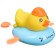Clothing toy for a bathtub with a spray "duckling", crush me