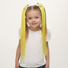 A set of pineapple overhead curls, a straight hair, on a hairpin, 2 pcs, 50 cm, yellow color