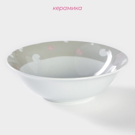 Plate Ceramic deep shade “kitten on skate”, 400 ml, d = 15 cm, white color-1