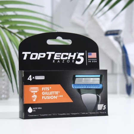 Replaceable Toptech Razor 5 Toptech 5, compatible with Gillette Fusion 5, 4 pcs. With 5 blades-9