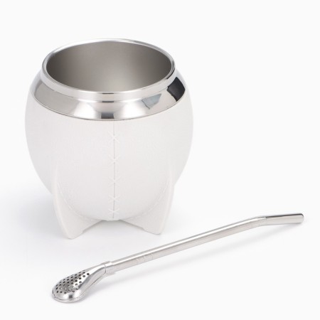 Kalabas for tea mate 250 ml and bombilli, kit for cooking, white-2
