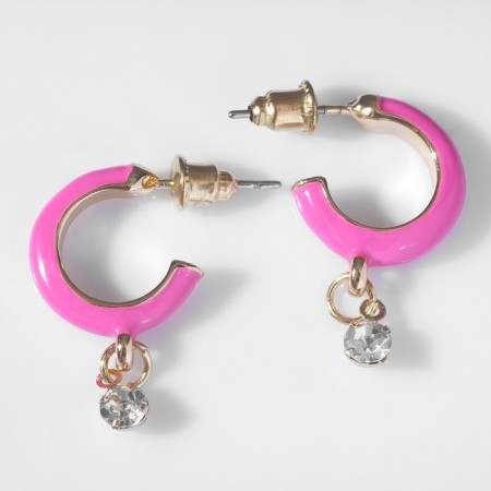 Emall earrings “minimal” Strazinka, white-pink color in gold-1