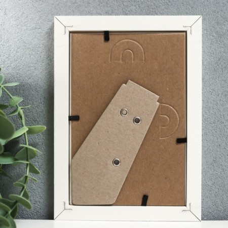 MDF photo frame (100) 10x15 cm, white color (plastic screen)-1