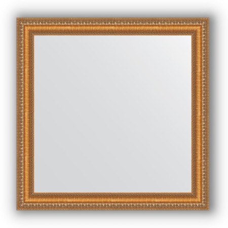Mirror in the baguette frame - gold beads on bronze 60 mm, 65 x 65 cm, evoForm