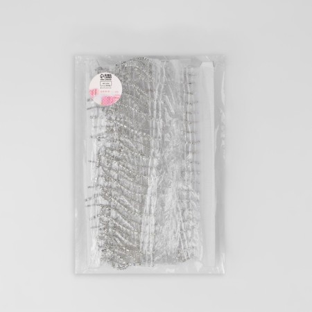 Decorative braid "Furrm", 6 cm, 4.5 ± 0.5 m, white/silver color-2