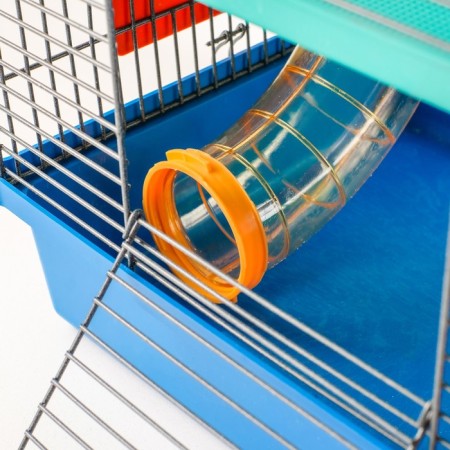 Mini cage for rodents, two -tier, with a shelf, house and a mix of labyrinths-17