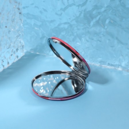 Folding mirror "Zavodi", D 6.5 cm, artificial leather, Mix drawing-4