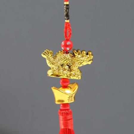 Plastic suspension, textiles "Golden Dragon and Mattle of Yamba" 1.5x4x27 cm-1