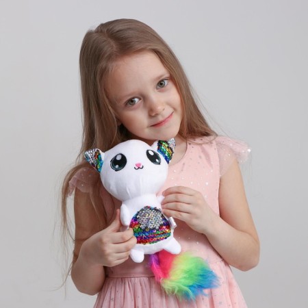 Soft toy with sequins "Fenya lemurchik", 10 cm x 20 cm x 16 cm-2