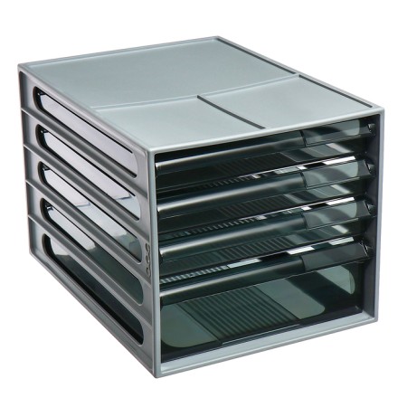 File-cabinet 4-sectoral Istanm, gray case, black trays