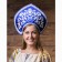 Kokoshnik "Frosty pattern", satin, blue color