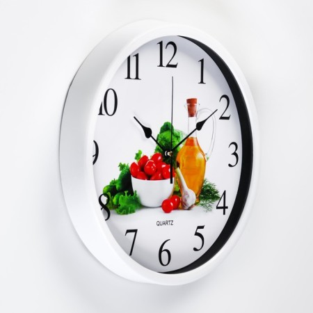 Wall clock, series: kitchen, "vegan", discrete move, d = 30 cm-1