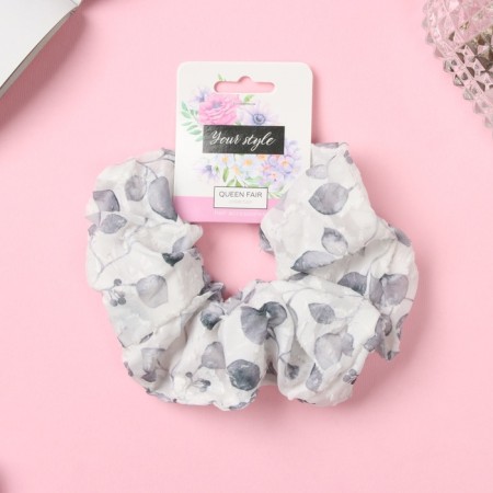 Hair gum "Orbit" leaflets style, 13 cm, white-1