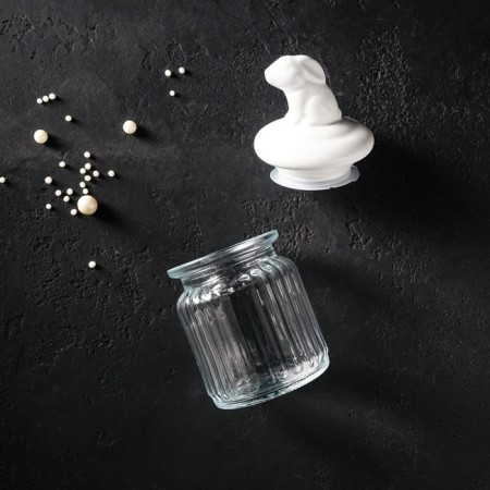 Bank for bulk products with ceramic lid of the bunny, 230 ml-8