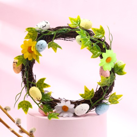 Easter wreath "Eggs and flowers" 20x18x4 cm