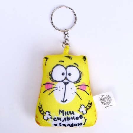 Antistress keychain “Mni is stronger, I am bastard!”, Cat, 7x7 cm-2
