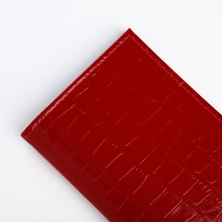 Passport cover, 5 pockets for cards, crocodile, red color-2