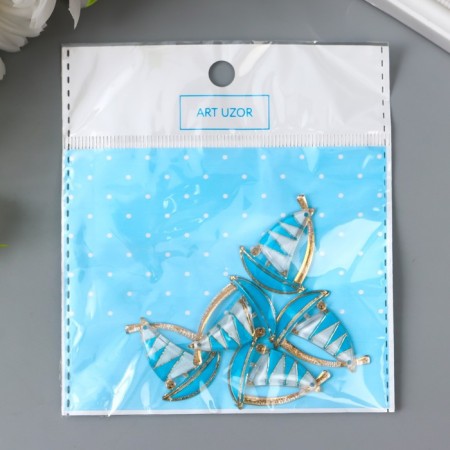 Decor for creativity plastic "Sailor Blue" with gold 2.9x2.3 cm-3