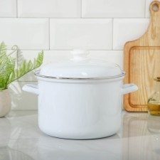 Cylindrical pan, 6 l, without decolleys, induction, white color