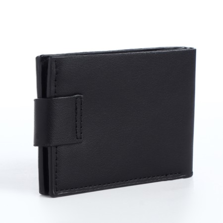 Men's purse on a magnet, a department for cards, coins, black color-2