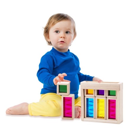Game set of wooden rainbow blocks "Dawn", with a sound effect-4