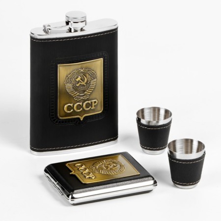 Gift set 4 in 1 "USSR": Flyage 270 ml, 2 piles 30 ml, cigarette case-1