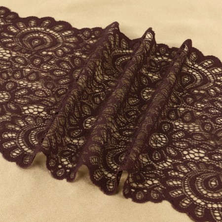 Lace elastic fabric, 190 mm × 2.7 ± 0.5 m, chocolate color-2