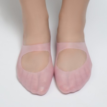 Socks for pedicure, silicone, with perforation, with a strap, size S, pink color-2