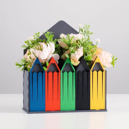 Kashpo wooden 18 × 7 × 20.4 cm envelope "pencils", gray