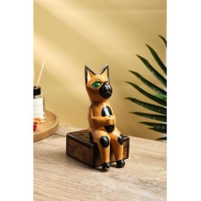 Интерьерный сувенир "Кот рыбак" рыжий 20 см