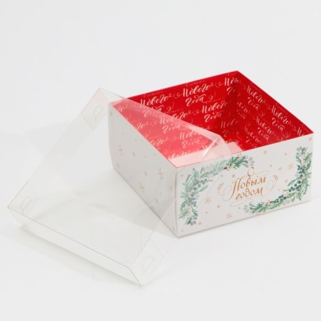 Box for confectionery with PVC cover "Pattern", 12 x 6 x 11.5 cm, New Year-2