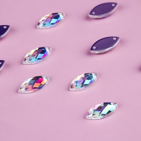 Rhound rhinestones “petal”, from organic glass, with holography, 7 × 15 mm, 50 pcs-1