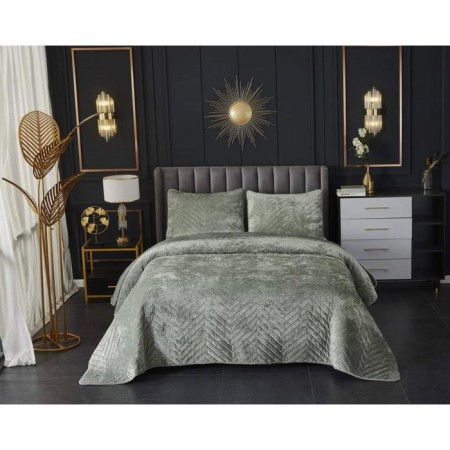 A set with a blanket "Fernand", size 240x260 cm, 50x70 cm - 2 pcs, emerald color