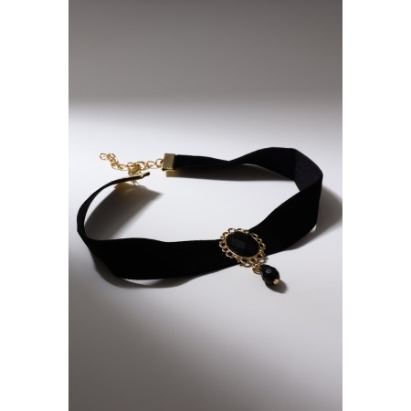 Choker "Alexandria" openwork, oval, black color in gold, 30 cm-1