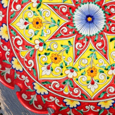 Largan Rishtan ceramics "Flowers", 31 cm, red, corrugated-2