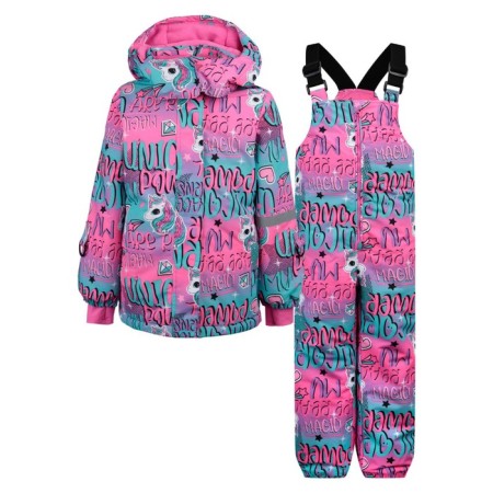 Winter kit for girls: jacket and semi -combineson, height 104 cm-4