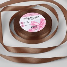 Satin ribbon, 12 mm × 23 ± 1 m, nut color
