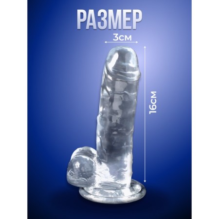 Falloimitator Oka-Khpoki, realist, on a suction cup, gel, 16 x 3 cm, transparent-2