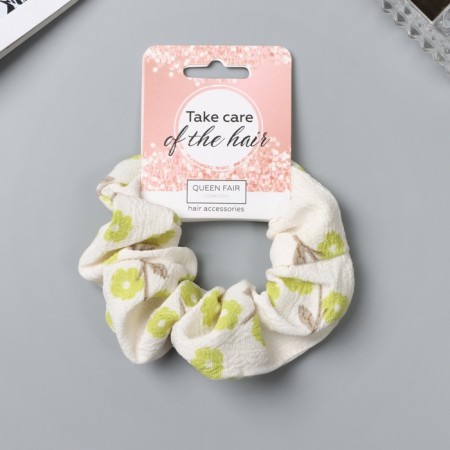 Hair gum "Orbit" flowers summer, 10 cm, green-white