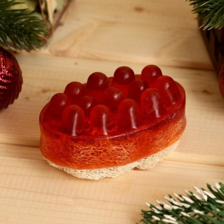 New Year. Massage soap with Luffa "whiskey - cola" 100 g-1