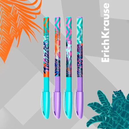 Set of ballpoint pens 4 pieces Erichkrause U-109 Stick & Grip Tropical Node 1.0mm, blue color-7
