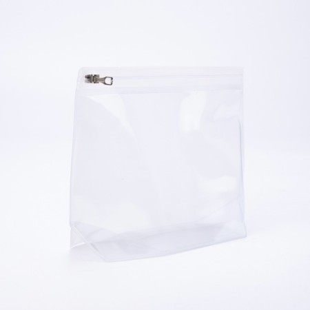Cosmetic bag with zip-skating, milk/transparent color-1