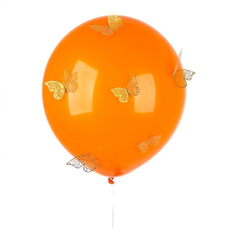 Latex ball 18 "Yellow butterflies", orange, pastel, with stickers-1