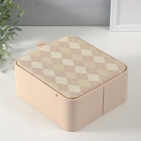 Casket to the leatherette for jewelry "Cell" Milk 20x22.5x9.5 cm-3