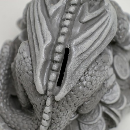 Piggy bank "Dragon on money" Gray stone, 18cm-3