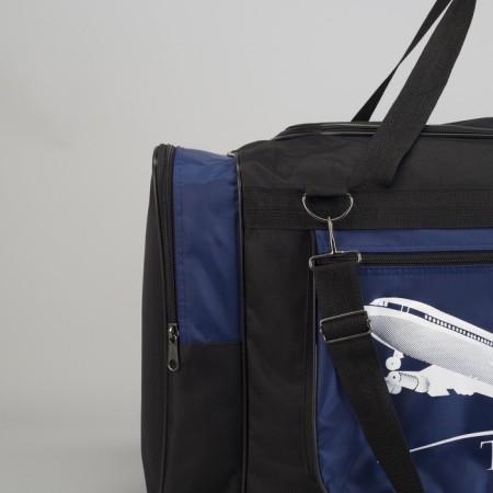 Road bag with lightning, 3 outer pockets, long belt, black/blue color-3