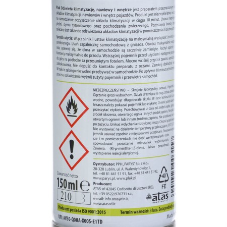 PLAK Airclim air conditioning cleaner, lemon, 150 ml-7