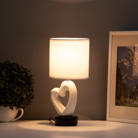 Traffic lamp with lampshade Risalux "Heart", E14, 40 W, White/Black, Figure base, 13 × 13 × 29 cm-3